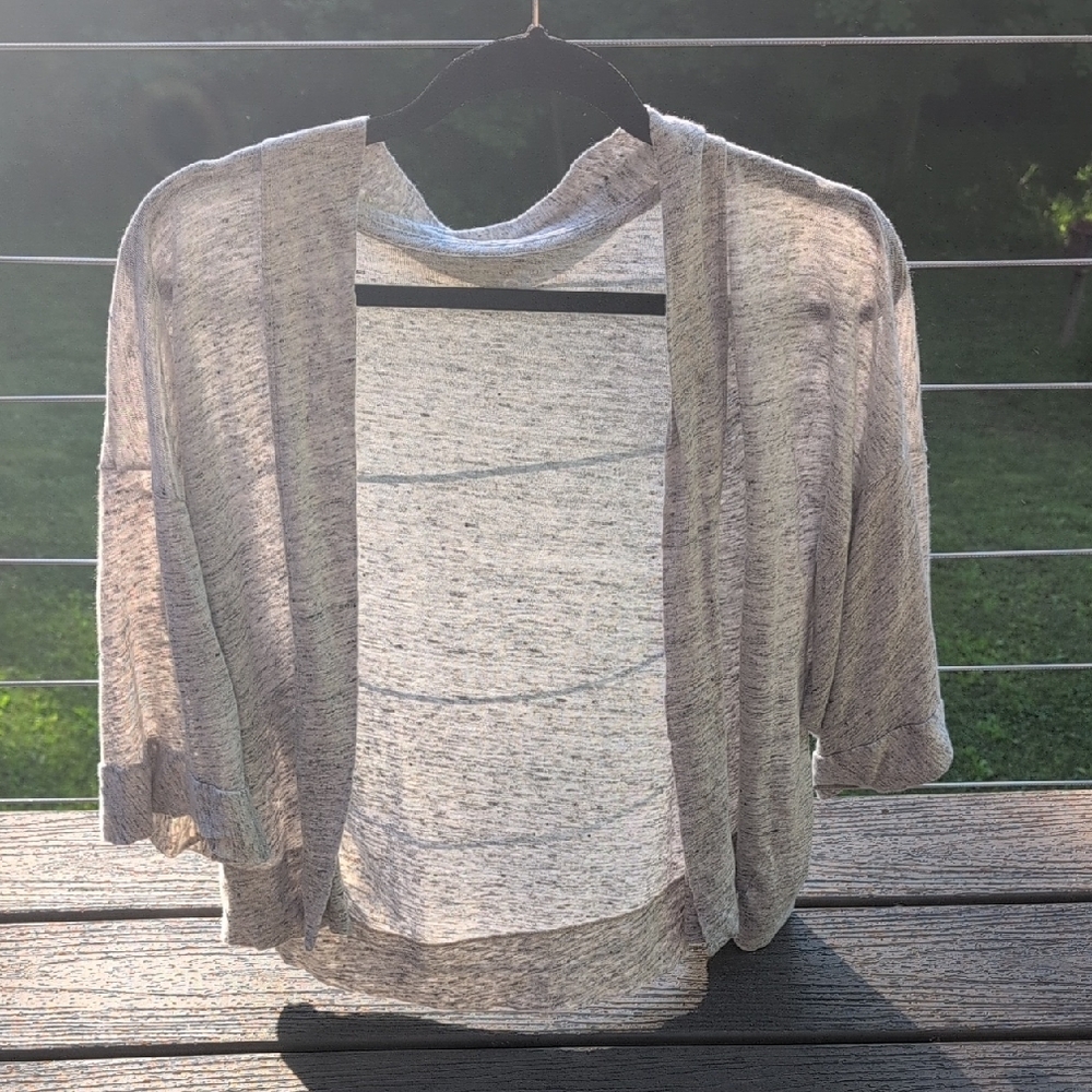 LOFT Gray Cardigan Sweater Open-Front Relaxed Fit - Picture 3 of 11